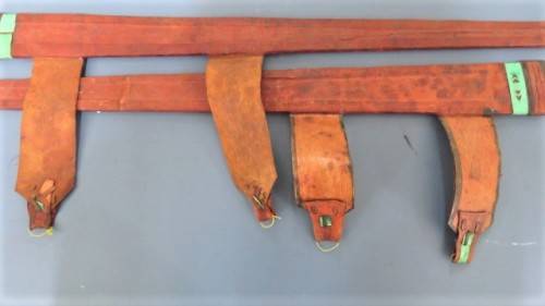 Two Vintage Handmade Saharan Taureg Takouba Swords With Leather Scabbards SOLD AS IS 92 cm