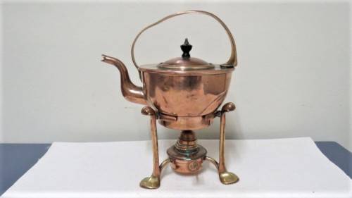 Unbranded Antique Copper & Brass Spirit Kettle On Stand With Burner 27,5 x 15 cm SOLD AS IS