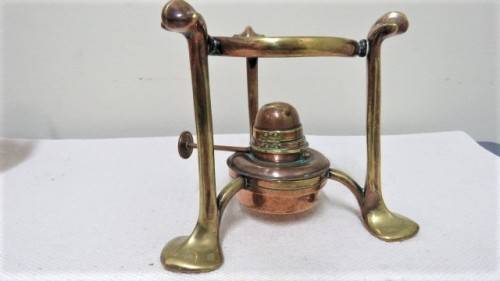 Unbranded Antique Copper & Brass Spirit Kettle On Stand With Burner 27,5 x 15 cm SOLD AS IS
