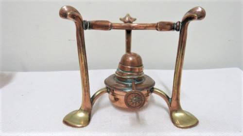 Unbranded Antique Copper & Brass Spirit Kettle On Stand With Burner 27,5 x 15 cm SOLD AS IS