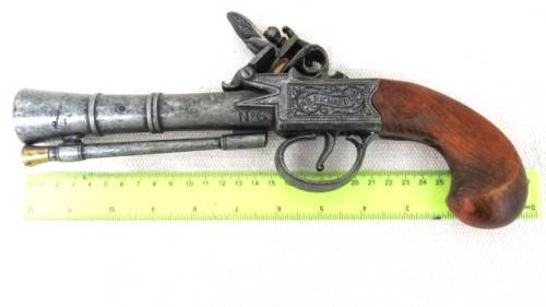 Vintage Replica Non-Firing Flintlock Powder Pistol/Blunderbuss L. Richards No. 6  290 mm SOLD AS IS