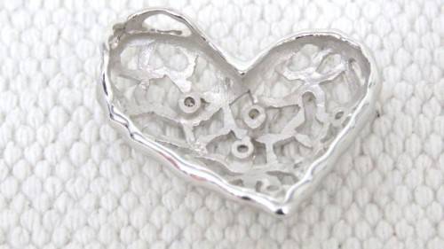 Beautiful Vintage Sterling Silver 925 Openwork Heart Pendant Small Clear Stones 26 x 28 mm (4.4 g)