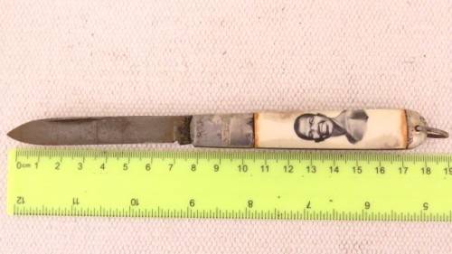 Vintage Richards Sheffield Folding Knife One Blade Cream Handle/Tribal Man L: 180 mm SOLD AS IS