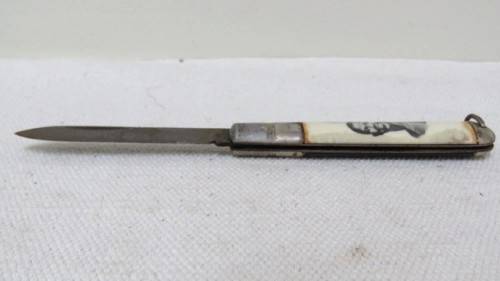 Vintage Richards Sheffield Folding Knife One Blade Cream Handle/Tribal Man L: 180 mm SOLD AS IS