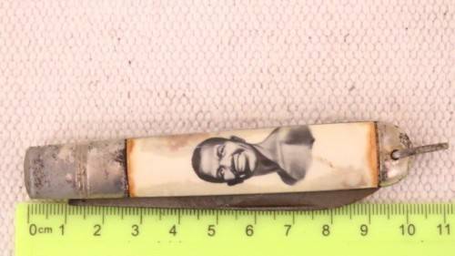 Vintage Richards Sheffield Folding Knife One Blade Cream Handle/Tribal Man L: 180 mm SOLD AS IS