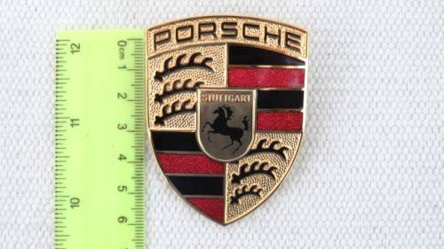 Superb Boxed Vintage Porsche Hood Metal/Enamel Decal Badge Made By Deumer, Germany 69 x 50 mm