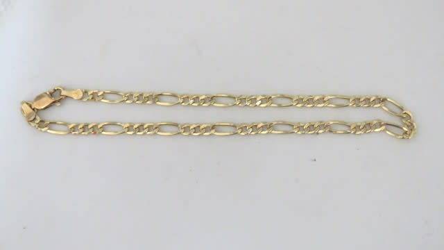 Fabulous Vintage Sterling Silver 925 & 9ct Gold Bonded Figaro Chain Bracelet L: 100 mm (2.2 g)