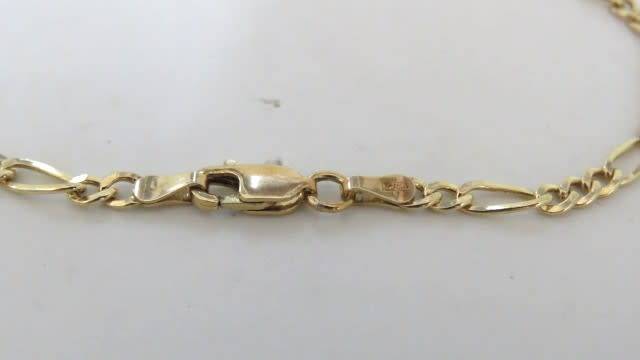 Fabulous Vintage Sterling Silver 925 & 9ct Gold Bonded Figaro Chain Bracelet L: 100 mm (2.2 g)