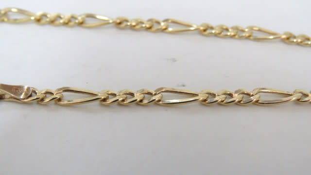 Fabulous Vintage Sterling Silver 925 & 9ct Gold Bonded Figaro Chain Bracelet L: 100 mm (2.2 g)