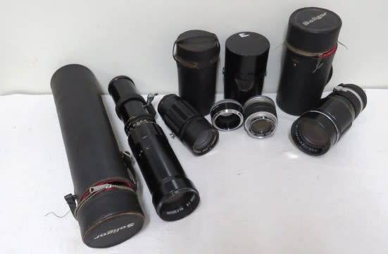 Four Vintage Cased Camera Lenses Details In Description SOLD AS IS