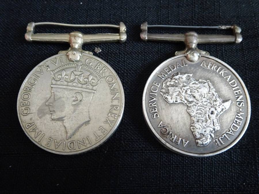 WW2 Awarded Silver Africa service Medal, War Medal Issued to F.A Etsebeth 238447 NO RIBBONS