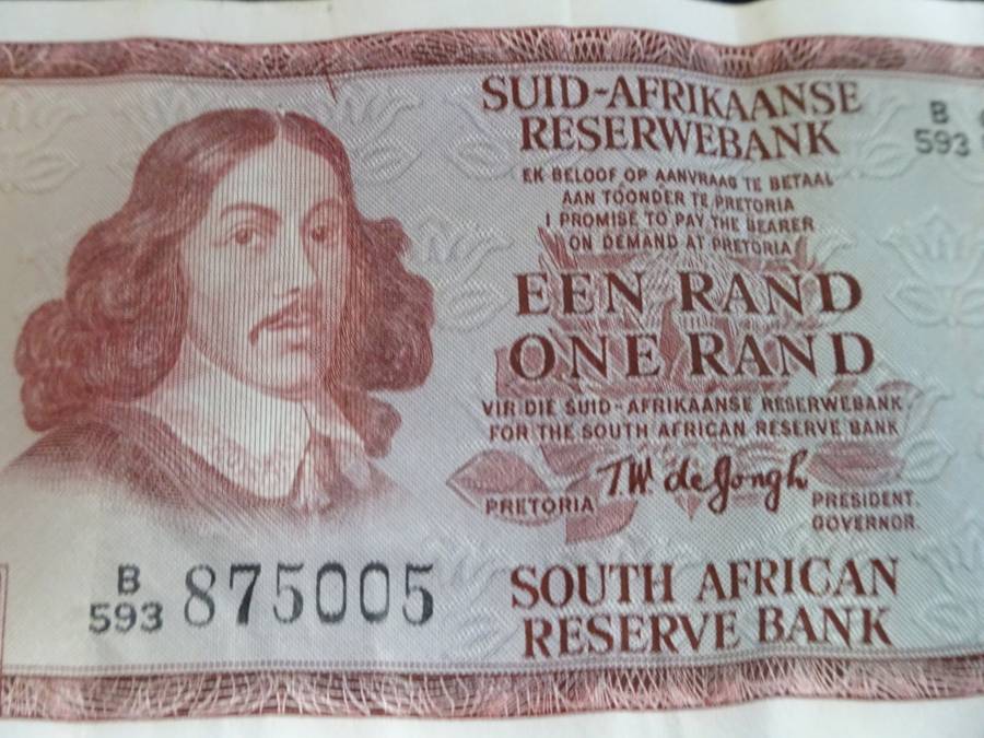 South Africa One Rand Bank Note - TW De Jongh - Please See My Description