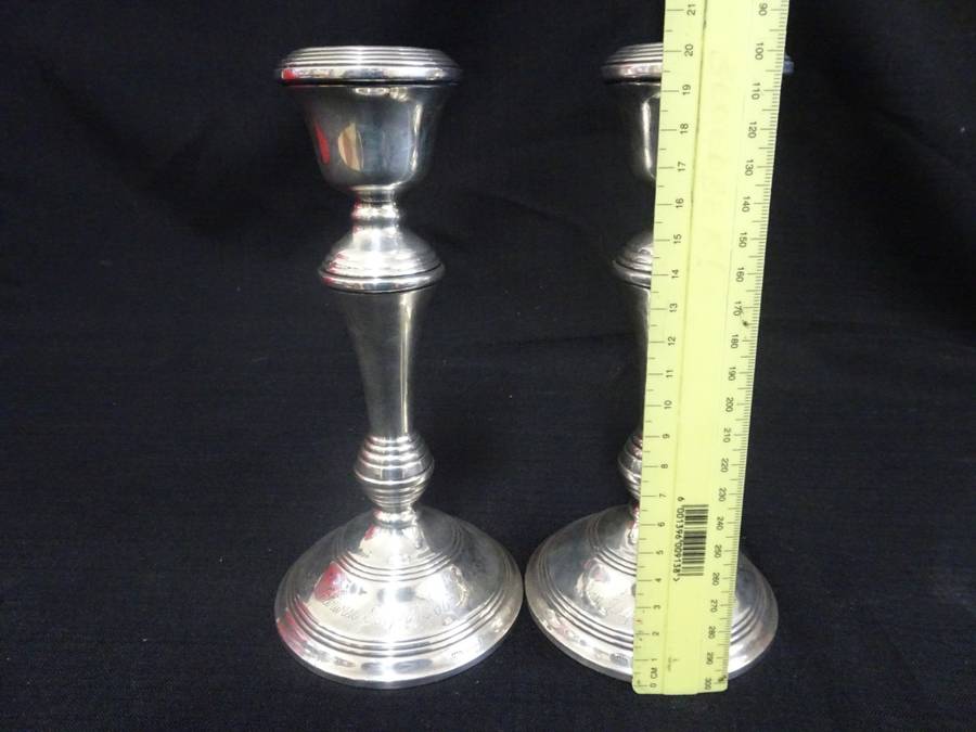 Stunning 1967-68 Birmingham Hallmark Silver Pair Of Candlesticks With Reeded Rims (Read Description)