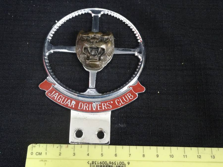 Rare Chrome Jaguar Drivers Club Car Badge (H - 12cm / B - 8.5cm) See Description