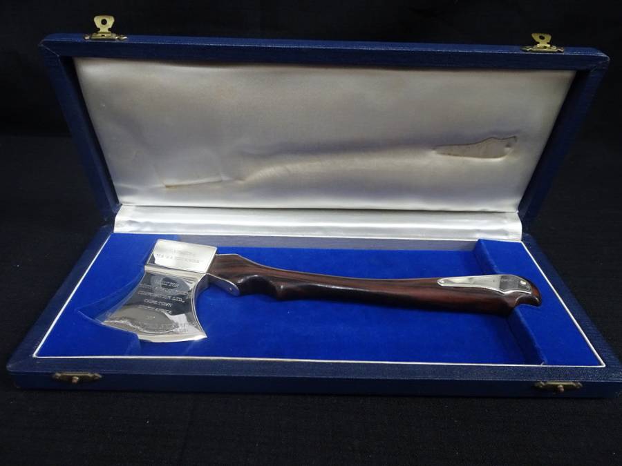 Beautiful Silver Hallmarked Presentation Axe For The Launching Of MS `SA Hexrivier`(See Description)