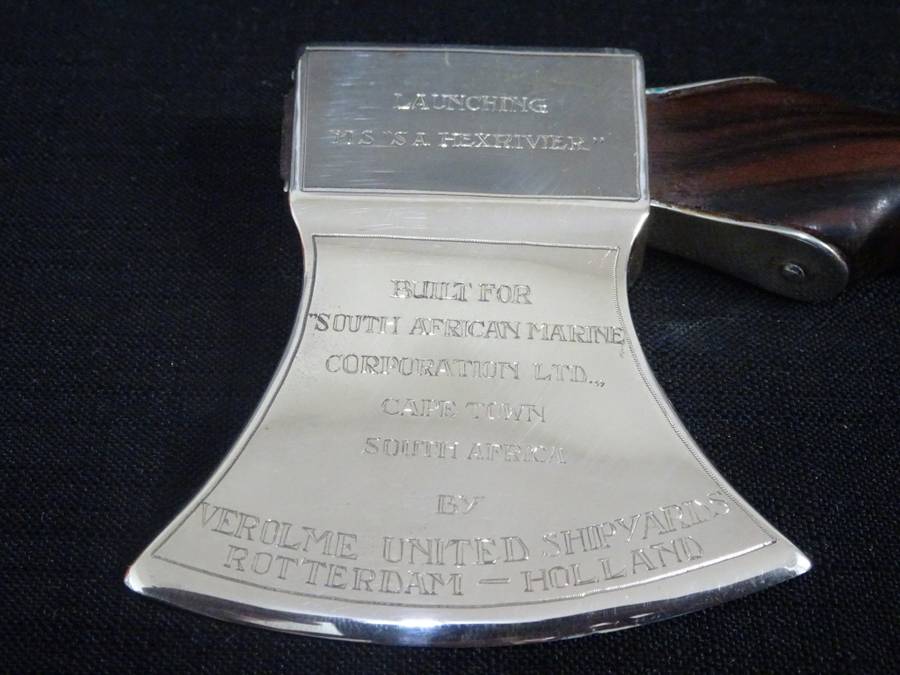 Beautiful Silver Hallmarked Presentation Axe For The Launching Of MS `SA Hexrivier`(See Description)