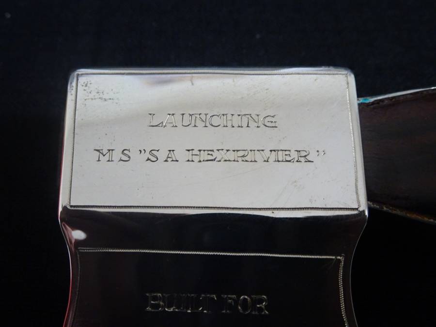 Beautiful Silver Hallmarked Presentation Axe For The Launching Of MS `SA Hexrivier`(See Description)