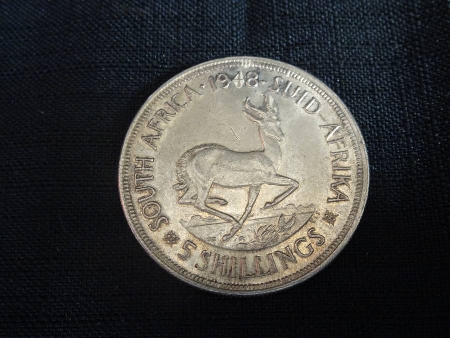 Union Of South Africa Silver 1948 Five Shilling Coin (29 gram)