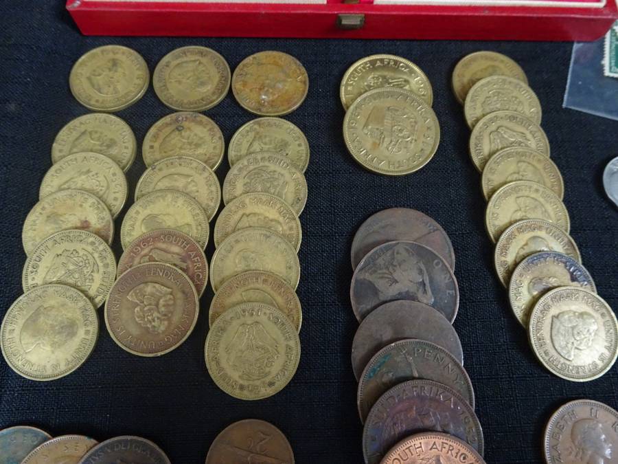 Collection Of South Africa And Other Coins + Germany Stamps