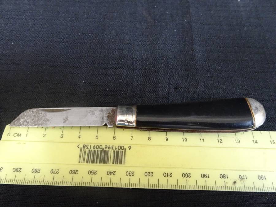 Awesome Vintage Richards Sheffield Folding Knife Single Blade Black Handle L: 148 mm