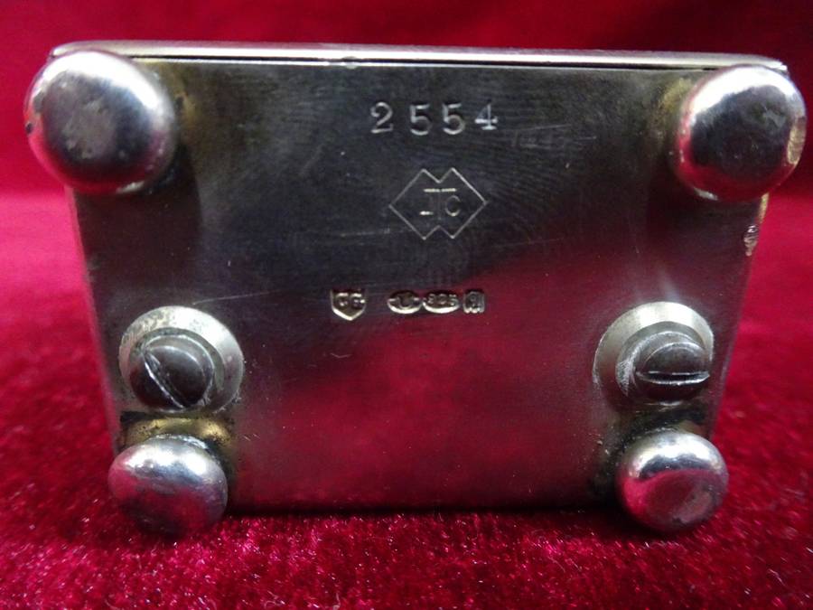 Lovely Sterling Silver And Enamel Miniature Carriage Clock With Guilloché Enamel And Roman Numerals