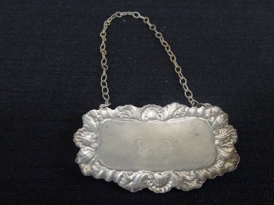 Vintage Sterling Silver London 1972-73 Hallmarked Gin Decanter Label - 10.4 Grams