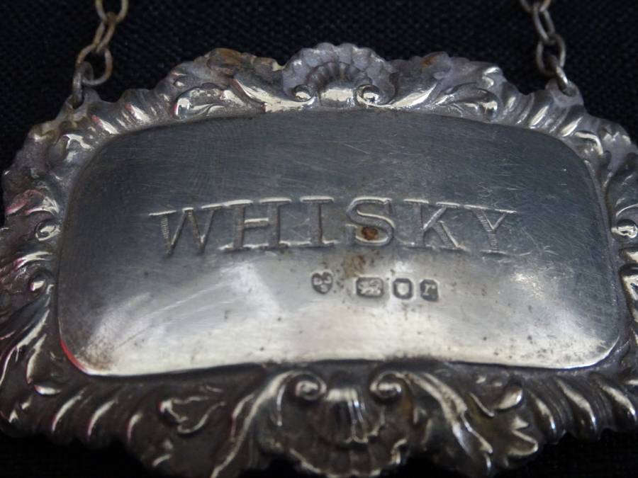 Vintage Sterling Silver London 1972-73 Hallmarked Whiskey Decanter Label - 10.4 Grams