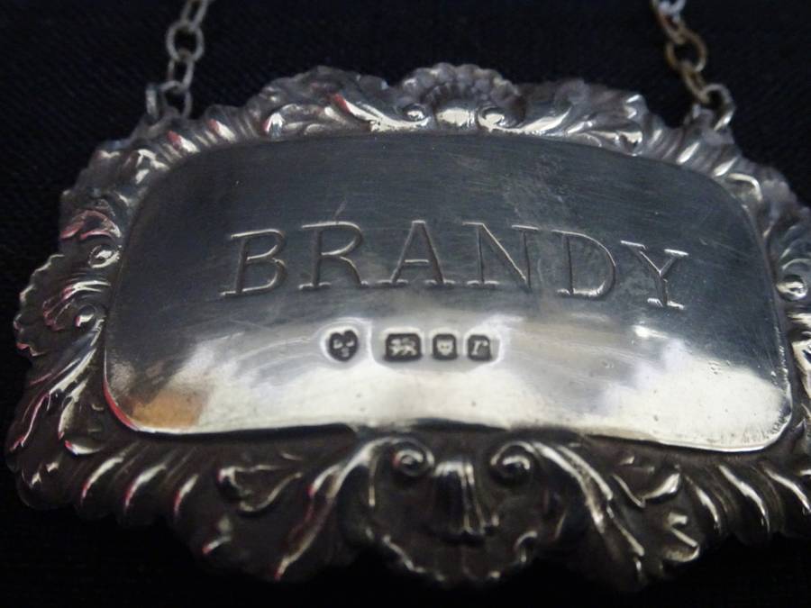Vintage Sterling Silver London 1972-73 Hallmarked Brandy Decanter Label - 10.4 Grams
