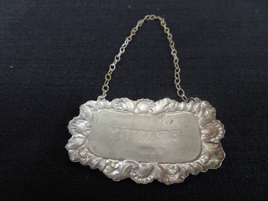 Vintage Sterling Silver London 1972-73 Hallmarked Brandy Decanter Label - 10.4 Grams