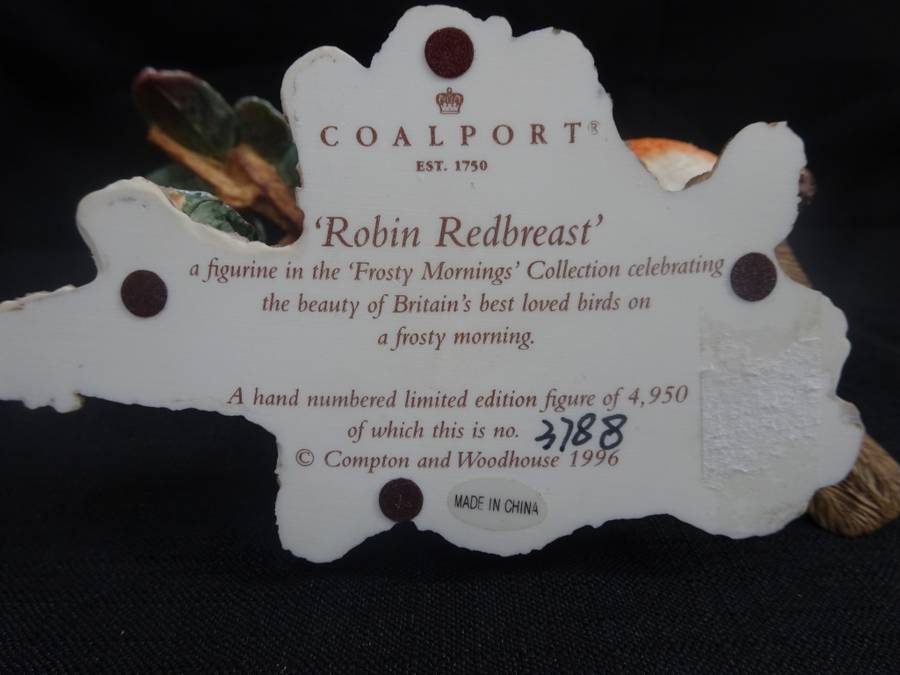 Vintage Limited Edition Coalport Robin Redbreast Frosty Morning Bird Collection - Number 3788/4950