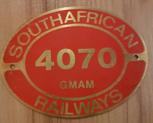 Mini Cab Side Number Plate SAR Steam Locomotive 4070  GMAM