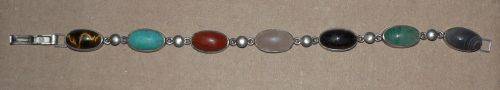 Vintage sterling silver and multi-gem bracelet