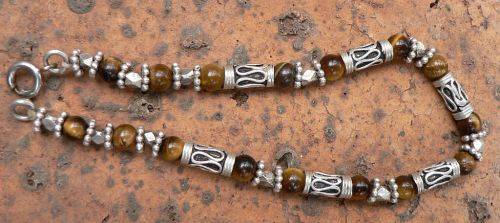 Vintage Indian silver and tiger eye bracelet
