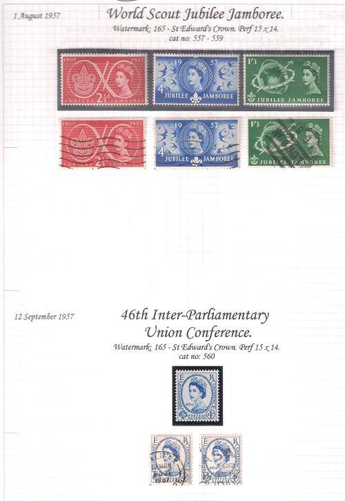 GREAT BRITAIN WRITTEN SELECTION QEII 1957-65 AS LISTED BELOW. NICE LOT.