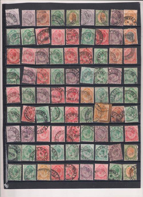 UNION OF SA 1913 KING HEAD SELECTION OF USED STAMPS. TWO SCANS