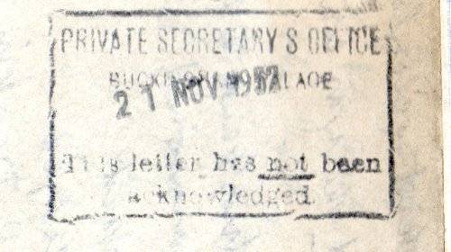UNION 1952 AIR LETTER ADDRESSED TO `HER MOST PRECIOUS MAJESTY` QEII. NICE CACHET, SLOGAN ETC. NICE.