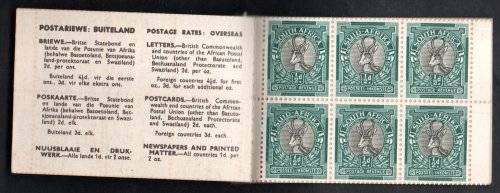 UNION 1951 (X2) BOOKLET NO 21 3/6d COMPLETE. (X1) WITH `SOUTH` FIRST AND (X1) WITH `SUID` FIRST.