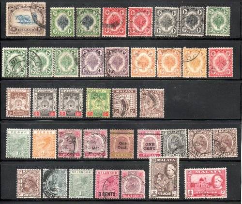 MALAYSIA/STATES SELECTION OF MINT AND USED ON CARD. AS PER SCANS. UNCHECKED. GOOD VALUE LOT.