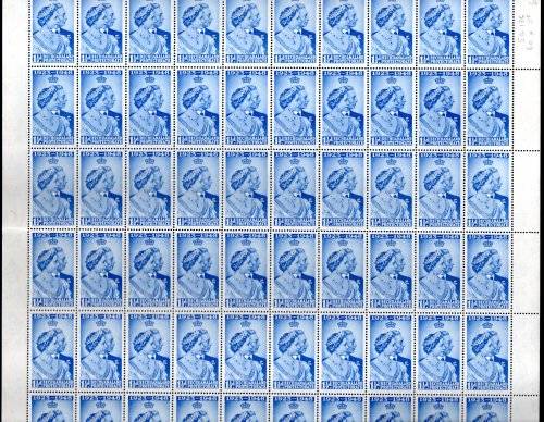 BECUANALAND 1948 ROYAL SILVER WEDDING FULL SHEET OF (X60). SACC 36. SHEET FOLDED. UMM. GOOD VALUE.