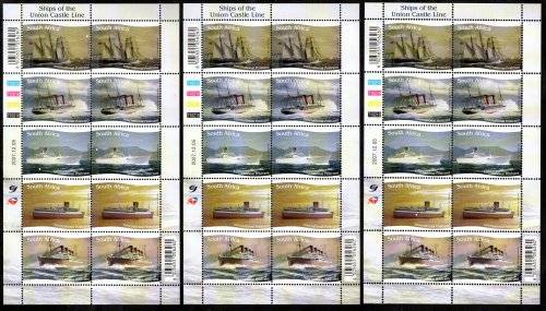 RSA 2007 SHIPS OF THE UNION CASTLE LINE (X5) UMM SHEETLETS. CV R1800. AWESOME LOT. SACC1849/53.