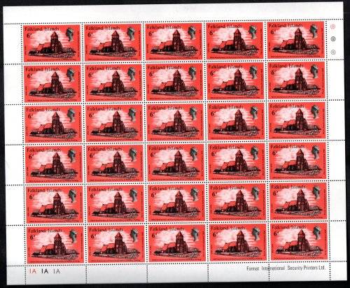 FALKLAND ISLANDS 1969 BISHOP STIRLING (X3) SHEETS OF (X25)+PART SHEET OF (X20) ie 20 SETS. CV GBP30+