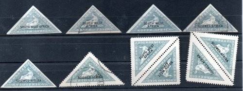 SWA 1926-7 SELECTION OF TRIANGULAR SINGLES, PAIRS ETC. MINT/USED. AS PER SCANS. NICE ITEMS.