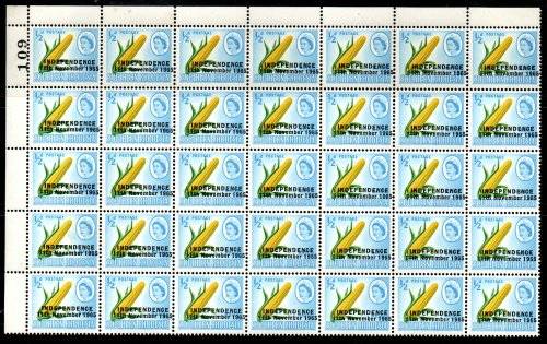 RHODESIA 1966 INDEPENDENCE OVPT SELECTION OF UMM BLKS, PART SHEETS ETC. AS PER SCANS. GOOD VALUE.