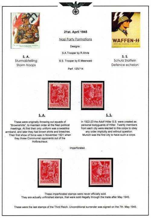 GERMANY 1945 12TH ANNI OF 3RD REICH M/M SET OF PERF SINGLES + M/M IMPERF SET. SG897/8. GOOD VALUE!!