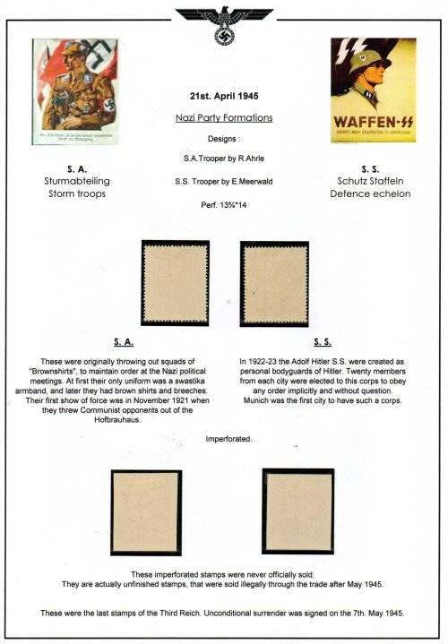 GERMANY 1945 12TH ANNI OF 3RD REICH M/M SET OF PERF SINGLES + M/M IMPERF SET. SG897/8. GOOD VALUE!!