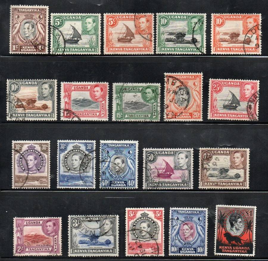KUT 1938-54 KGVI USED SET OF (X20) SINGLES. SG131/150b. CV GBP 50 (CHEAPEST). UNCHECKED PERFS ETC.