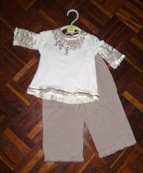 Pretty Gold & Cream Girls Kiddies Set 6 - 12 months