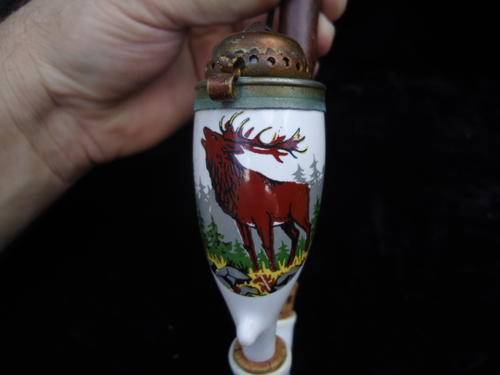 EARLY 20TH CENTURY GERMAN PORCELAIN PIPE WITH DECORATED BOWL LOVELY
