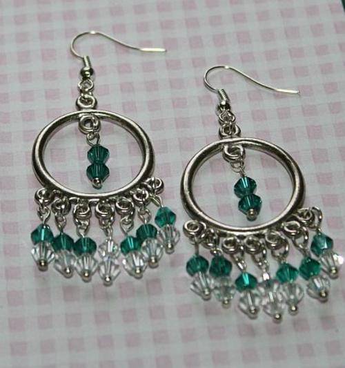 SALE! Earrings with green crystals