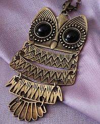 SUMMER SALE! Bronze coloured Owl with big black eyes